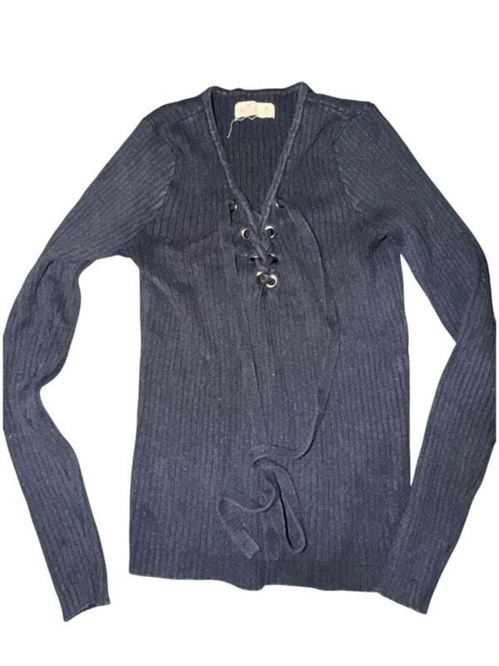 Vintage Hollister Long Sleeve lace up Black top Size M